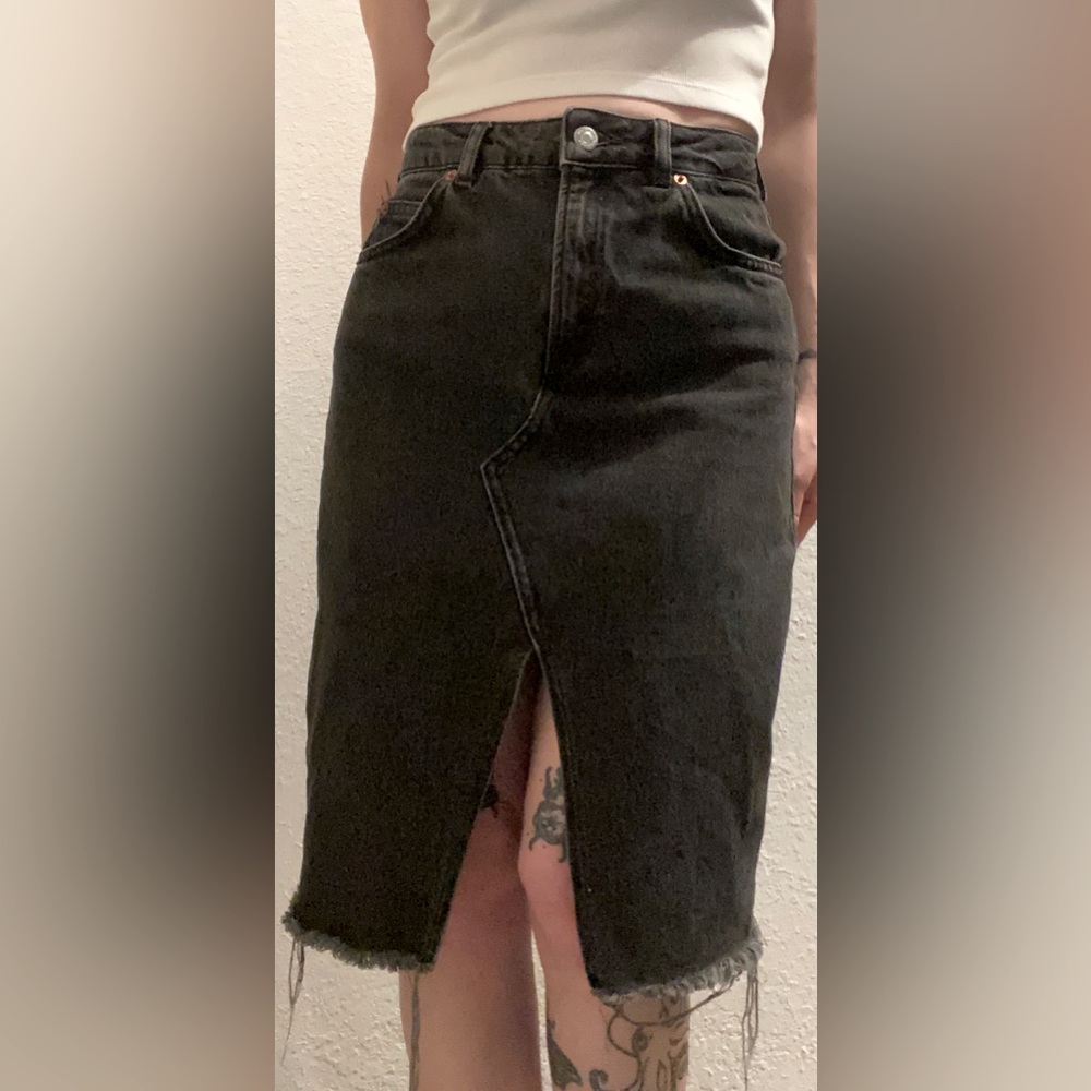 Topshop moto black/grey denim skirt